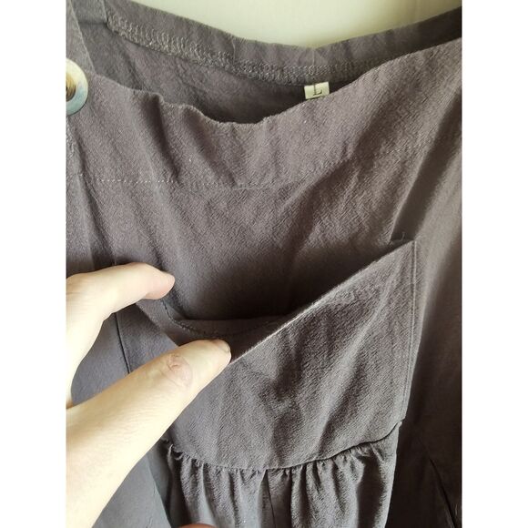 Boho Lagenlook Women Overalls L Large Wide Leg Casual Bib 100% Cotton Jumpsuit - Picture 5 of 8